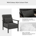 thumbnail image 3 of Coewske 2PCS Gray Fabric Modern Accent Chair Upholstered Armchair w/ Pillow Wood Frame, 3 of 7