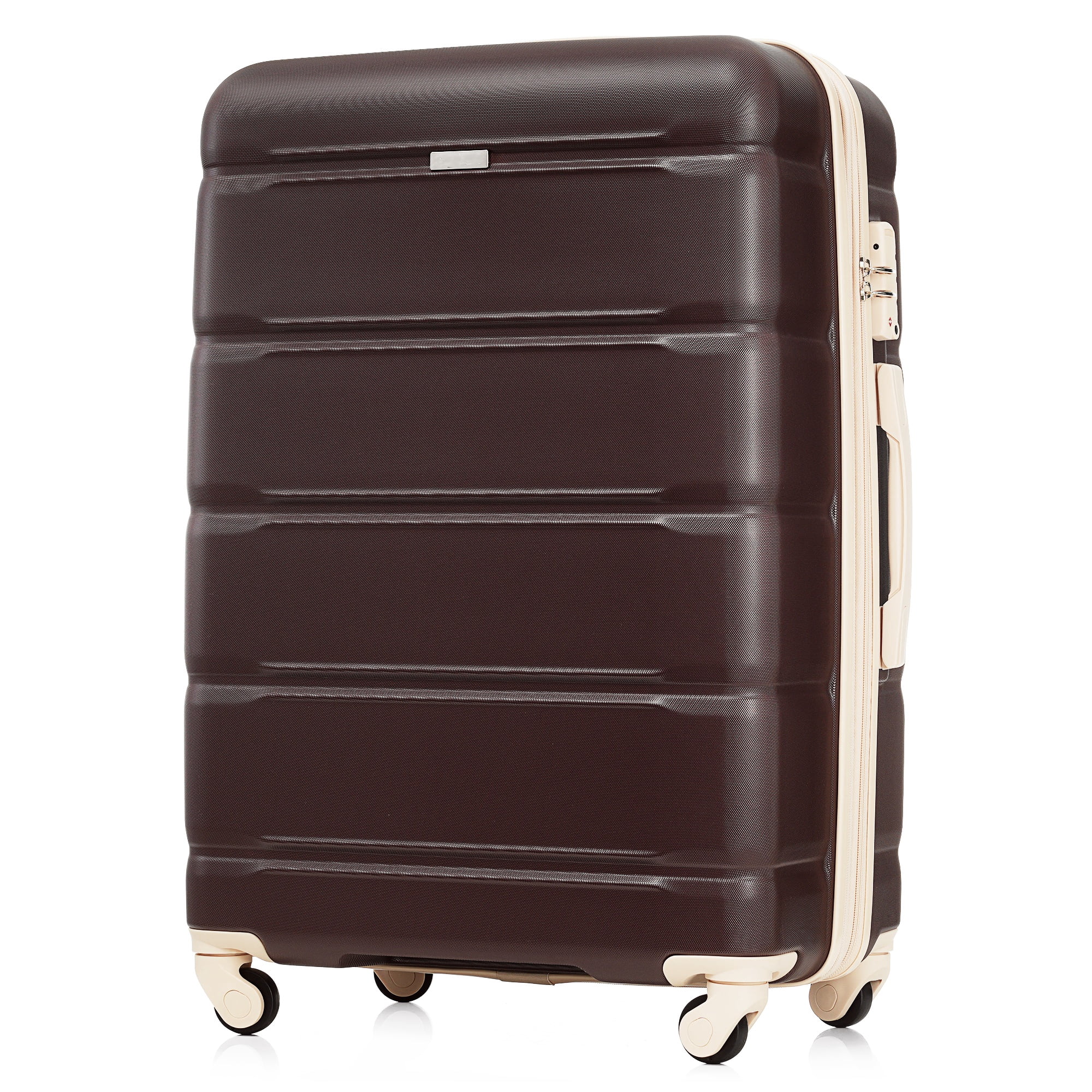 Aukfa 3 Piece Luggage Sets, Expandable Suitcase with USB Port, Cup Holder and Spinner Wheels, Brown