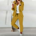 thumbnail image 2 of Pyhlmscde Women 2 Outfits Suit Pants Sets Casual Long Sleeve V Neck Jacket Trousers Fashion Streetwear, Lounge Sets for Women, Two Piece Sets for Women Yellow 2XL, 2 of 6