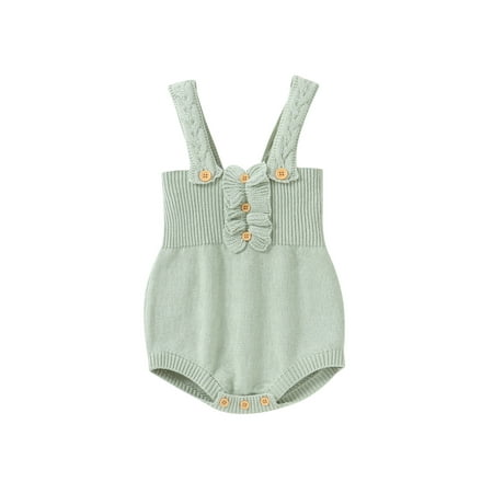 

Newborn Baby Girl Knit Rompers Sleeveless Bodysuit Infant Ribbed One Piece Jumpsuit