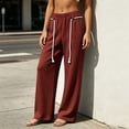 thumbnail image 4 of Sweatpants for Women Solid-Color Drawstring Wide-Leg Pants with Elastic Waistband and Pockets for Streetwear Casual Outings, 4 of 8