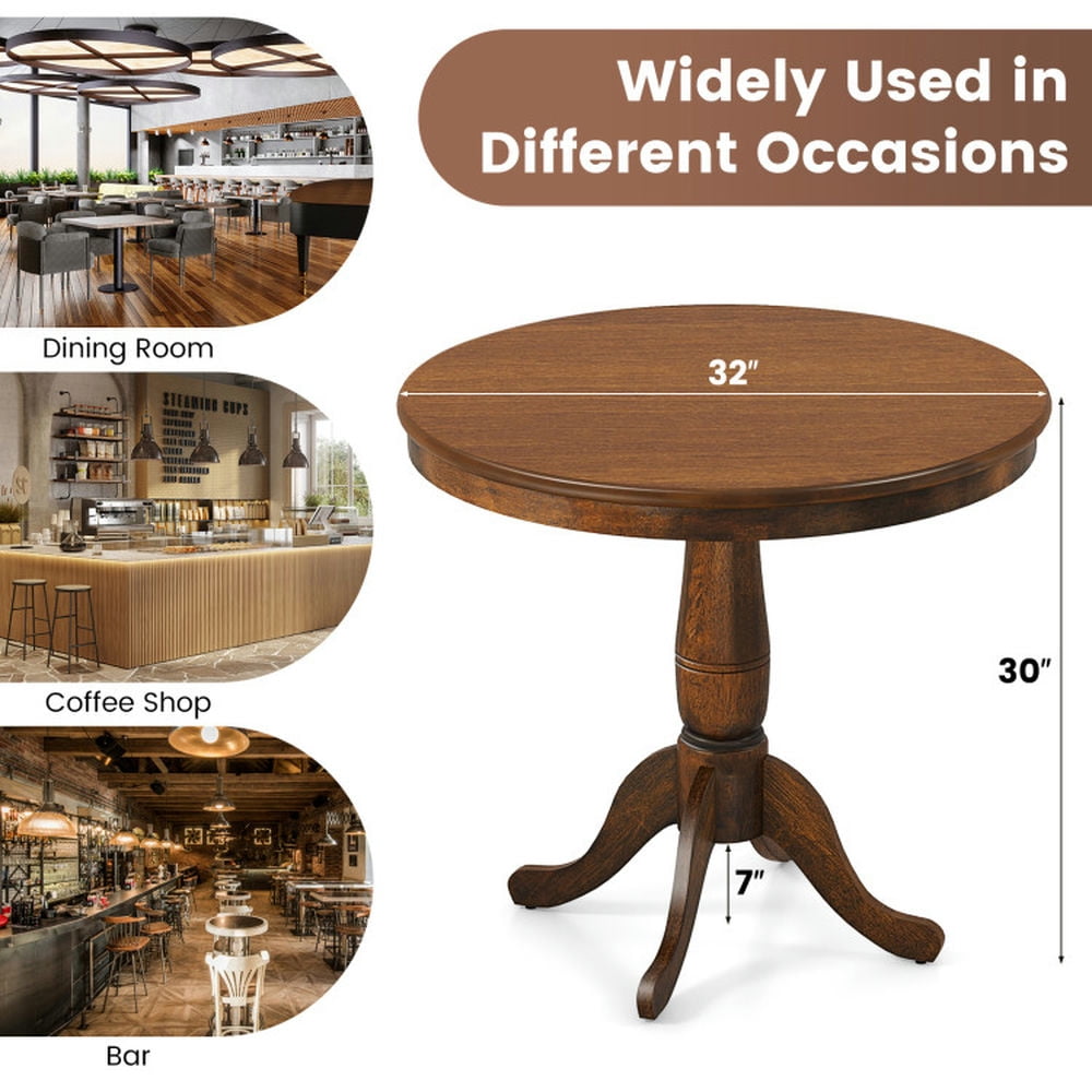 Resenkos 32 Inch Wooden Round Pub Pedestal Side Table, Dining Table, Kitchen Bar Height Table and Chairs for Dining Room, Small Space