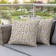 thumbnail image 4 of Spring Flowers Pillow Covers 2 Pack Watercolor Purple Dragonfly Green Floral Leaf Linen Texture Pillowcase Waterproof Outdoor Throw Pillow Cover for Patio Garden Square Cushion 16”x16”, 4 of 9