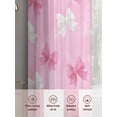 thumbnail image 6 of Pink White Bow Sheer Curtains 63 Inch Length 2 Panels Set Window Treatments, Modern Art Watercolor Bowknot Rod Pocket Semi Curtains for Living Room/Bedroom/Kitchen Décor, 104"W x 63"L, 6 of 7
