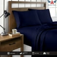 thumbnail image 2 of Pure Giza Cotton Queen Size Bed Sheets Set- 300-TC Bedding – Queen Size Bed, 20" Inch Deep Pocket 300TC Queen Sheets - Navy Blue, 2 of 7