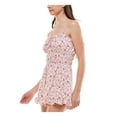 thumbnail image 3 of TRIXXI Womens Pink Smocked Ruffled Floral Spaghetti Strap Keyhole Wide Leg Romper Juniors XL, 3 of 4