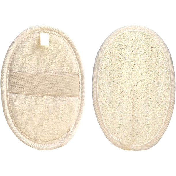 2 paquetes de almohadillas de esponja de lufa exfoliante, esponja de lufa exfoliante de material natural Qi Cheng