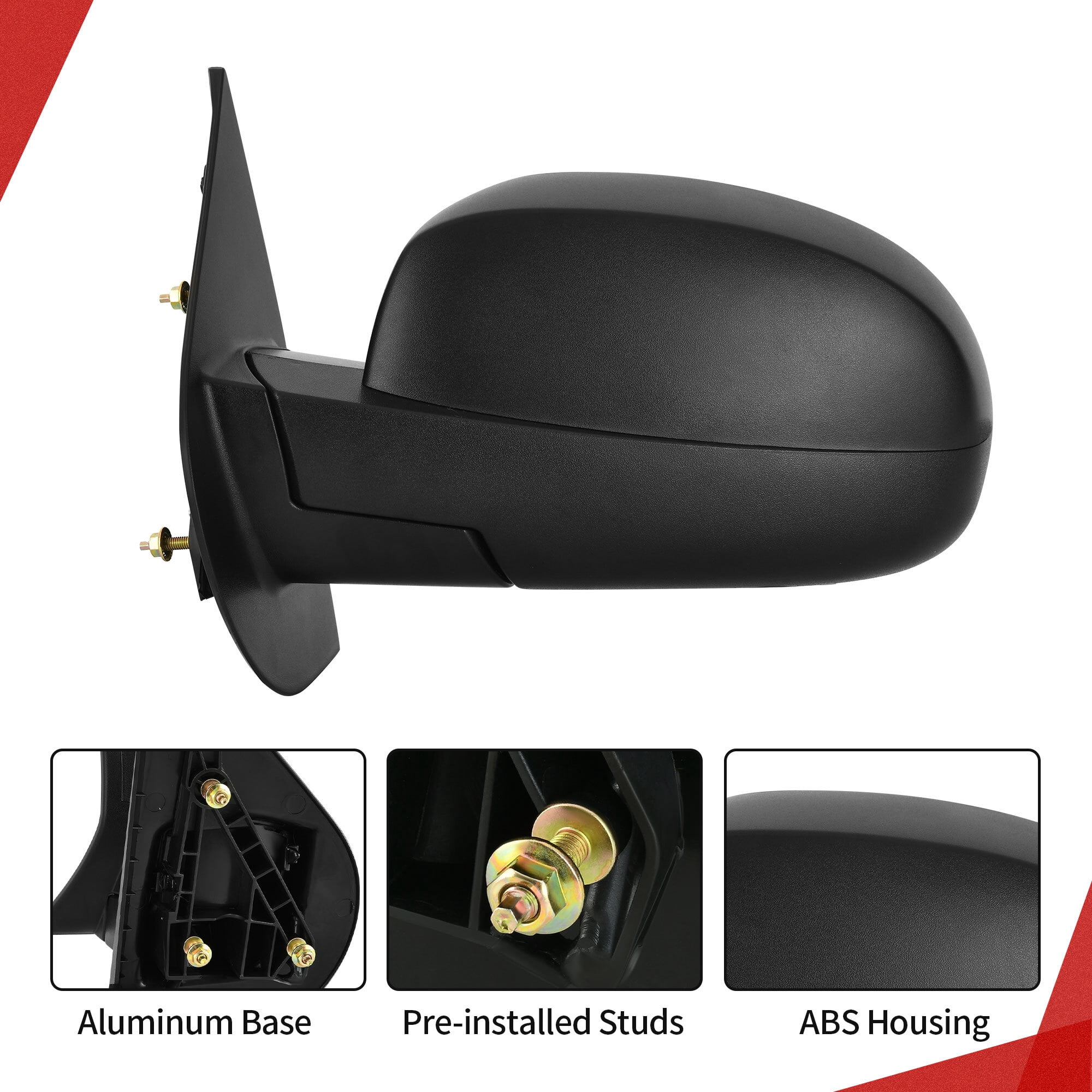 LEDKINGDOMUS Left Side Power Heated Manual Folding Mirror Replacement for 2007-2013 Chevy Silverado 1500/2500/3500 Avalanche GMC Sierra 1500/2500/3500 (LH Driver Side)