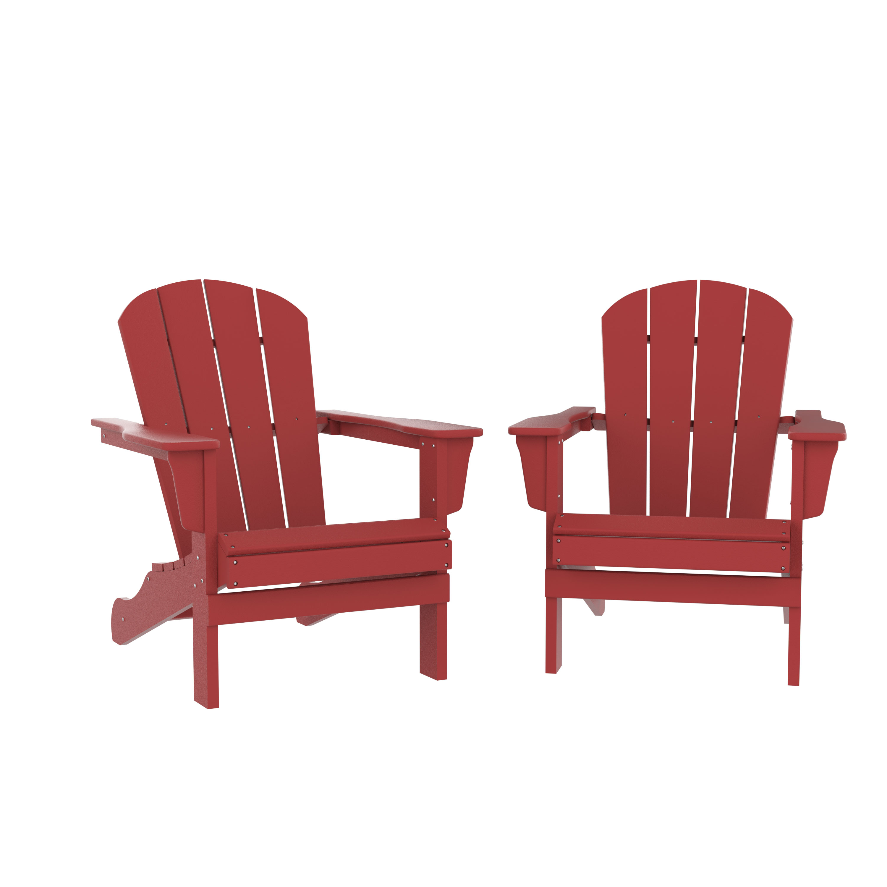 Clearance! HDPE Adirondack Chair, Fire Pit Chairs, Sand Chair, Patio Outdoor Chairs,DPE Plastic Resin Deck Chair, lawn chairs, Adult Size ,Weather Resistant for Patio/ Backyard/Garden, Red, Set of 2 - image 3 of 6
