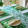 thumbnail image 6 of Holzlrgus 2 Pieces Green Christmas Table Runner, Sequin Glitter Metallic Green Thin Mesh Table Runner Roll 11"x108", Green Spring Holiday St Patricks Day Party Table Home Decorations, 6 of 7