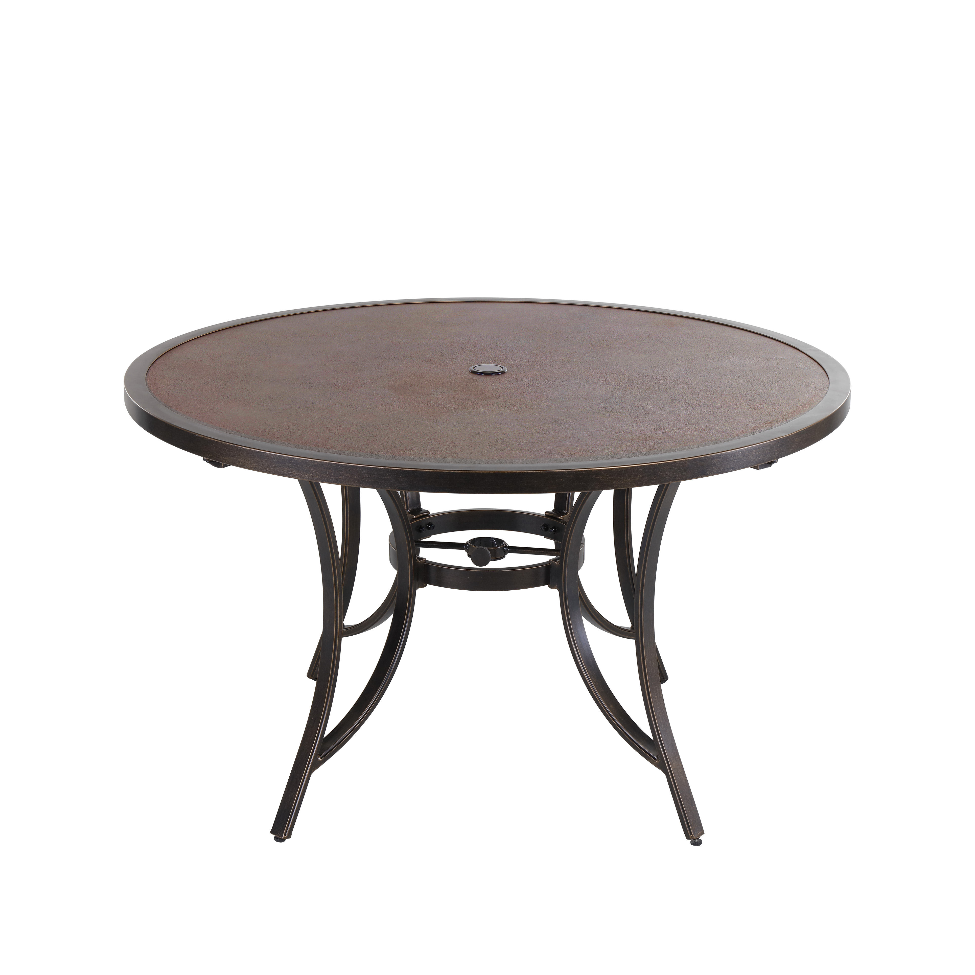 All Weather Round Patio Dining Table, Tempered Glass Top Rustproof