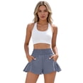 thumbnail image 6 of Women Flowy Athletic Shorts High Waisted Ruffle Smocked Running Workout Shorts with Pockets, L, 6 of 8