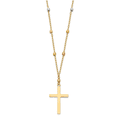 thumbnail image 1 of 14K Tri Color Gold Tri Colored Gold Diamond Cut Beaded Cross Necklace 18 Inch, 1 of 2