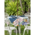 thumbnail image 2 of Easter Outdoor Tablecloth - 54 Inch Round Dining Table Cover, Country Bunny Feet Eggs Floral Green Wooden Plank Waterproof Outdoor Table Cloth with Umbrella Hole & Zipper for Picnic/Patio/Party, 2 of 7