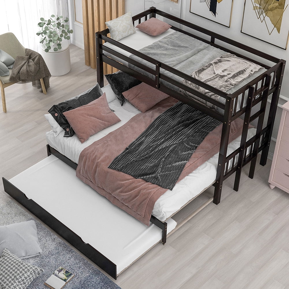 Kadyn Twin over Pull-out Bunk Bed with Trundle, 4 Beds in Compact Space, Espresso