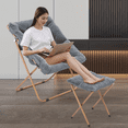 thumbnail image 4 of Monibloom Square Folding Faux Fur Saucer Chair with Ottoman for Adults, Comfy Fluffy Reading Chair for Bedroom Living Room Dorm, Gray, 4 of 10