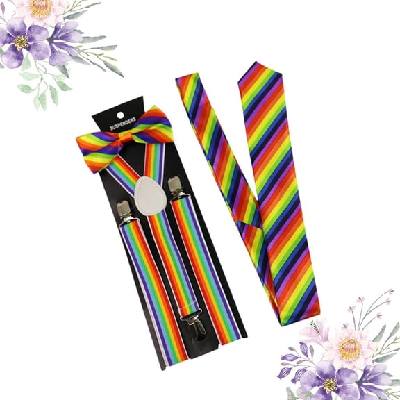 Luxshiny 3-Pack Unisex Elastic Suspenders with Clamps, Assorted Colors for Men and Women Trousers