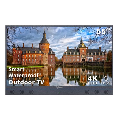 SYLVOX 55inch Outdoor TV, All-in-one Android Smart TV With Audio System, 4K UHD1000 Nits Partial Sun Outdoor Television, IP55Waterproof (Garden Series)