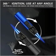 Mini Torch Lighter Windproof Jet Blue Flame Lighters Electric Lighter, Powerful Firepower Adjustable Dual-Arc Torch Lighter Bright Fire Lighter is Portable for Men