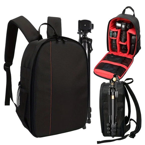 BYXAS Camera Bag Backpack, DSLR SLR Camera Case Compatible with Canon/Nikon/Sony/Fuji/Gopro/DJI , Waterproof Photography Backpacks with Rain Cover for Women Men, Black