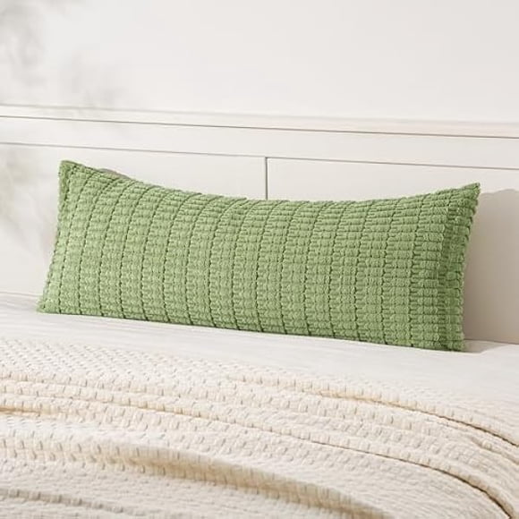 xixishop Pack of 1 Spring Sage Green Long Body Lumbar Decorative Throw Pillow Cover 14x36 Inch for Bed Couch Sofa Living Room Soft Boho Pillow Cover Modern Farmhouse Home Decor