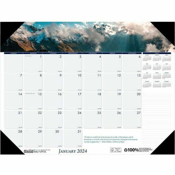 House of Doolittle Monthly Desk Pad Calendar Earthscapes Mountains 22 x 17 Inches