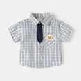 thumbnail image 2 of Splozh Kids Button Up Shirts for Boys Boy Clothes Toddler Boys Button Down Shirts Short Sleeve Dress T-Shirt Toddler Tops Summer Outfits Grey,3-4 Years, 2 of 9