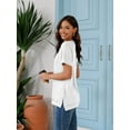 thumbnail image 6 of SHIBEVER Women Tops Summer Short Sleeve T Shirts Casual Loose Tunic Tops Side Split Ladies Comfortable Crewneck Tops Blouse White M, 6 of 9