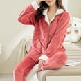 thumbnail image 6 of Brilliant Nightgowns for Women Ladies Coral Fleece Warm Pajamas Set Can Be Worn Out Long Sleeve Cardigan Pocket Homewear Clearance Clothes under $5.00, 6 of 7