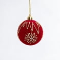 thumbnail image 2 of Euahivb Christmas Flocked Ball Ornament with Beaded and Rhinestone Design, Velvet Finish Hanging Bauble for Tree and Holiday Display, 2 of 8