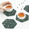 thumbnail image 4 of Leather Coasters with Heat-resistant for Drinks, Vintage Botanical Sketch Collage -标题2 Hexagon, 4 of 5
