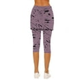 thumbnail image 5 of UVEASISHA Womens Print Skirted Leggings Capris Yoga Gym Pants with Skirt High Waisted Stretch Workout Tights Purple L, 5 of 7