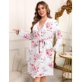 thumbnail image 2 of Ekouaer Women's Plus Size Robe Waffle Knit Bathrobe Short Lightweight Kimono Robes with Pockets Maternity Robe, 2 of 6