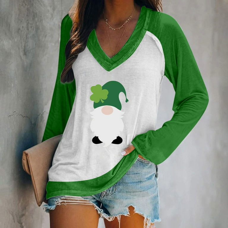 HAPIMO Rollbacks Women's St.Patrick's Day Shirt V-Neck Tee Shirt