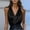 Black, variant on QUNYINEY Black Tank Tops for Women Satin V Neck Party Shirts Layering Evening Loose Fit Sleeveless Women's Tops