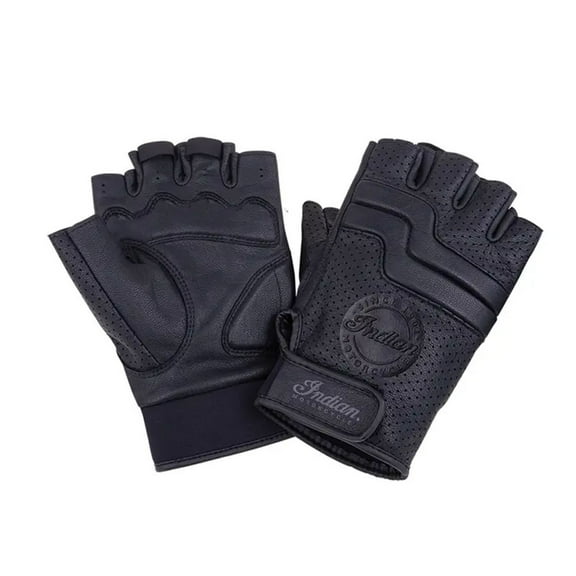 Indian Motorcycle Mens Leather Fingerless Denton Gloves Black 286089603