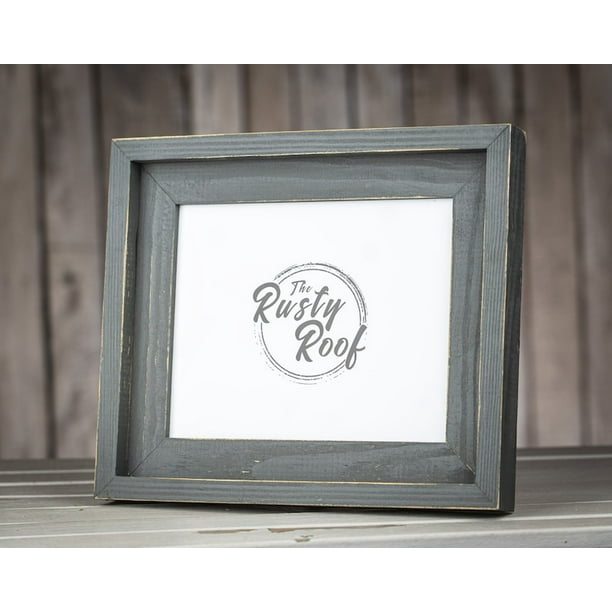 Distressed Frame Rustic Picture Frame Charcoal Grey Hand Painted
