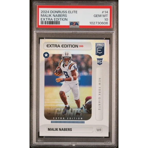 Graded 2024 Panini Donruss Elite Malik Nabers #14 Extra Edition Rookie RC Football Card PSA 10 Gem Mint