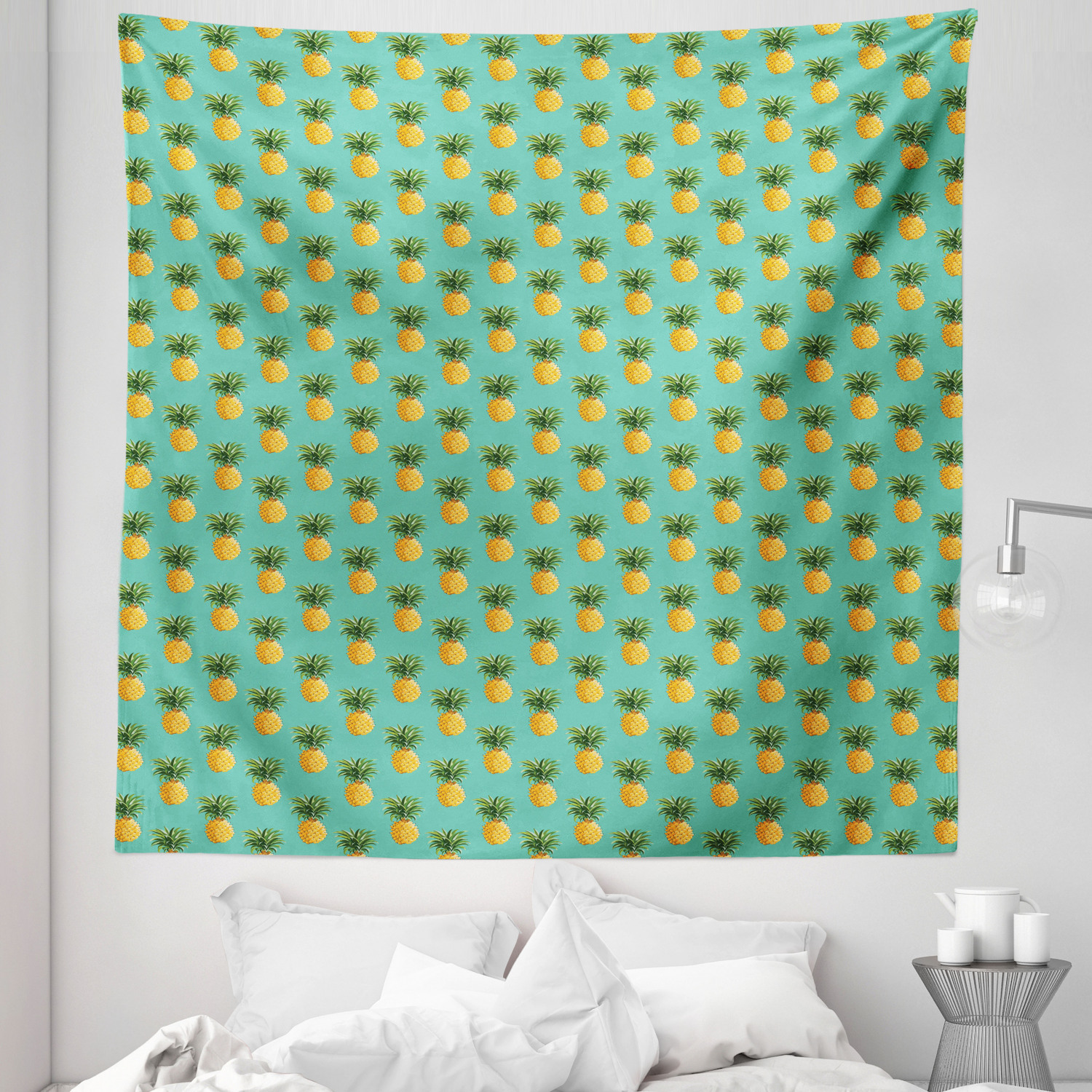 Image showcasing Fruit Tapestry, Tropical Pineapples and Leaves Exotic Hawaiian Cuisine ...