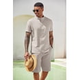 thumbnail image 3 of COOFANDY Men's Linen Short Sets 2 Pieces Summer Shirts Beach Shorts Casual Party Yoga Outfits for Men, 3 of 6