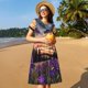 thumbnail image 4 of Balery Starry Night Purple Irises Vestidos sueltos de manga corta para mujer, vestidos de verano 2025, vestidos casuales de corte A con vuelo., 4 of 6