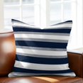 thumbnail image 2 of Navy Blue Throw Pillow Cover and Grey Stripe Abstract Geometric Striped Cotton Linen Cushion Cover Throw Pillow Case with Invisible Zipper for Couch Sofa Bed Chair Car 16x16 Inch, 2 of 9