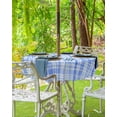 thumbnail image 3 of Outdoor Tablecloth with Umbrella Hole & Zipper, Blue Checkered Round Tablecloth 60 Inch, Watercolor Buffalo Plaid Blue Patio Table Cover Waterproof Table Cloth for Picnic/Party, 3 of 6