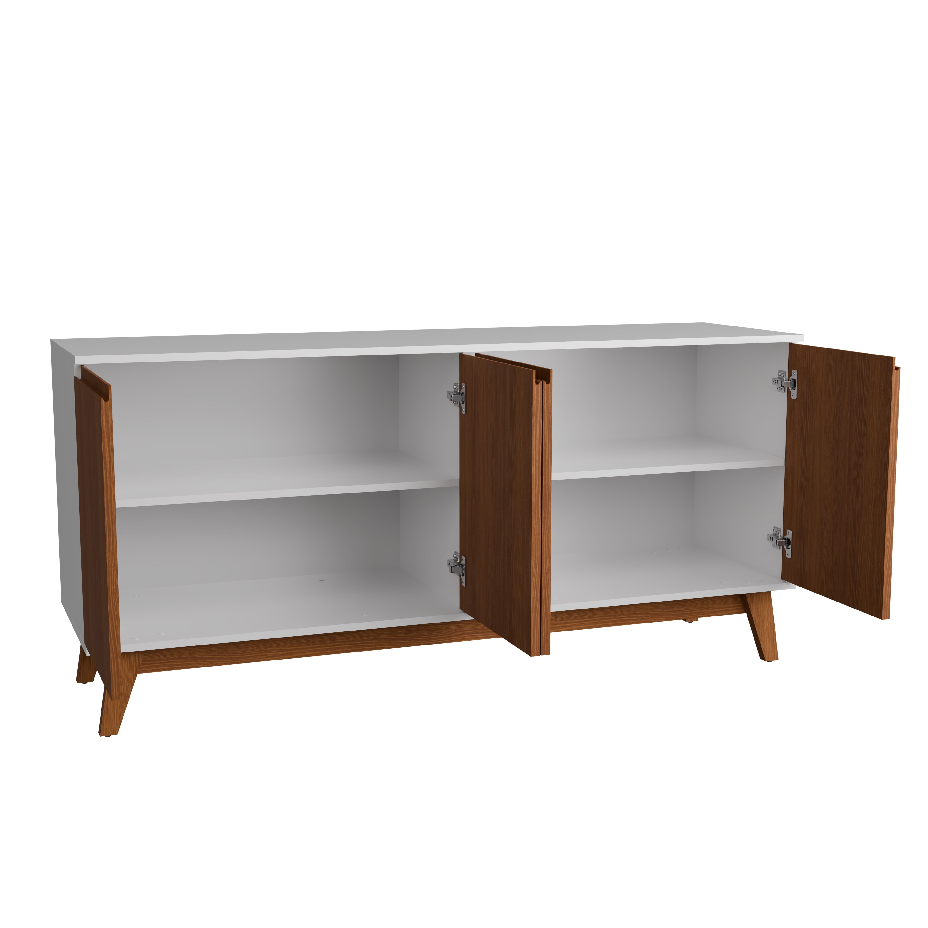 Kappesberg Tokyo 4-Door Sideboard with Soft-Close Doors, White/Golden Oak Finish