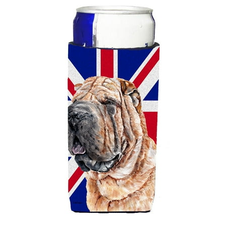 

Carolines Treasures SC9892MUK Shar Pei with English Union Jack British Flag Ultra Hugger for slim cans Slim Can
