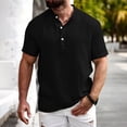 thumbnail image 5 of Short Sleeve Linen Shirts for Men Lightweight Casual Beach Summer Tops 3-Button Henley Tees Solid Color (M, Black), 5 of 8