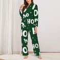 thumbnail image 2 of Honeii Ho Ho Ho A Print Women's Pajama Sets Long Sleeve Button Down Sleepwear Nightwear Soft Pjs Lounge Sets 2PCS-Small, 2 of 7