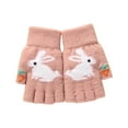 thumbnail image 2 of Dyfzdhu Half Finger Gloves Ladys Fall Winter Thickened Warm Cold Proof Knitted Fingerless Gloves Pink, 2 of 3