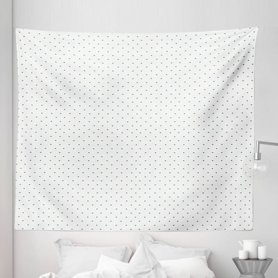 White Tapestry, Minimalistic Pattern with Small Polka Dots Simple Vintage Style Design, Fabric Wall Hanging Decor for Bedroom Living Room Dorm, 5 Sizes, Forest Green and White, by Ambesonne