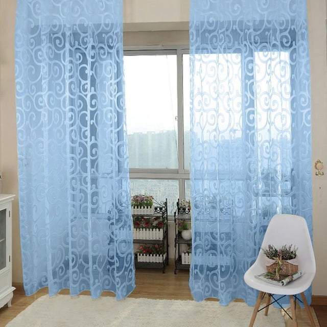 Nueva bufanda de tul floral para puerta, cenefas, cortinas transparentes para ventana kenally JJ2991-06